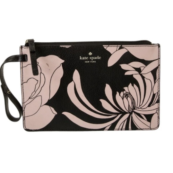 Kate Spade Black and Pink Floral Wristlet - Picture 1 of 9
